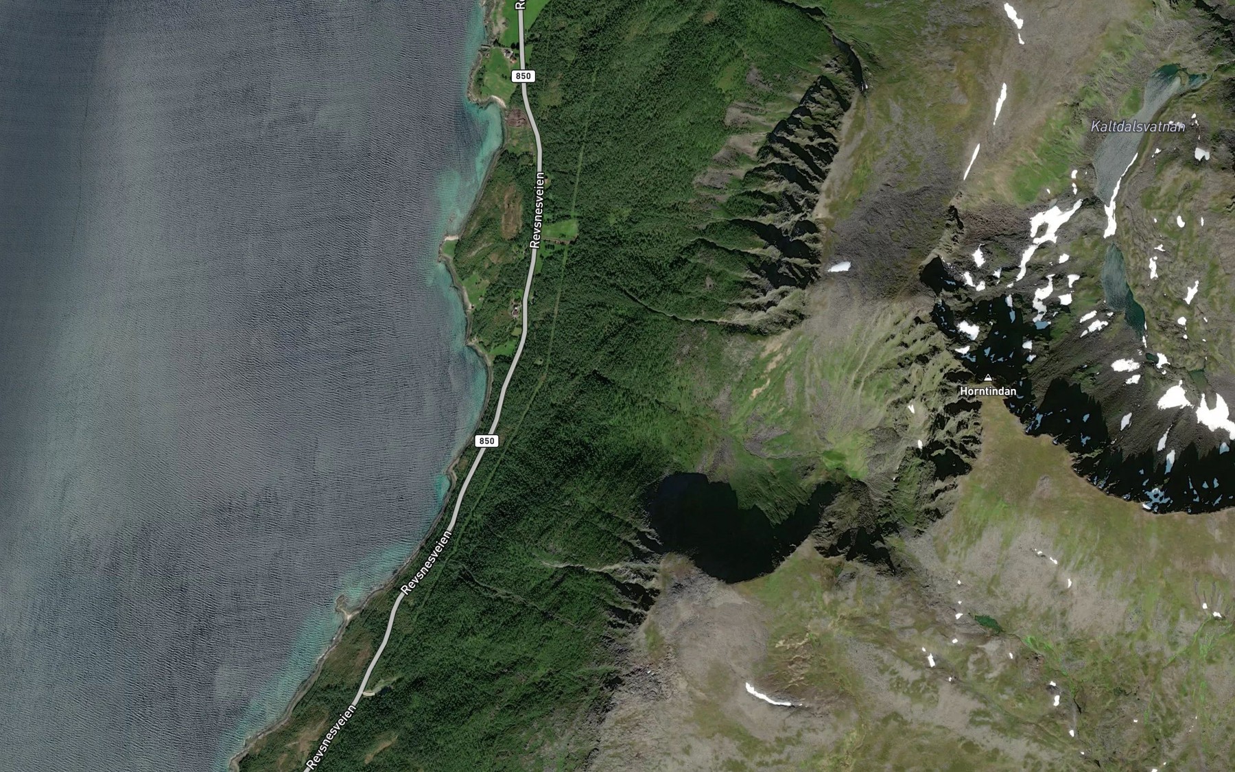 Satellite map of the Hesjedalselva
