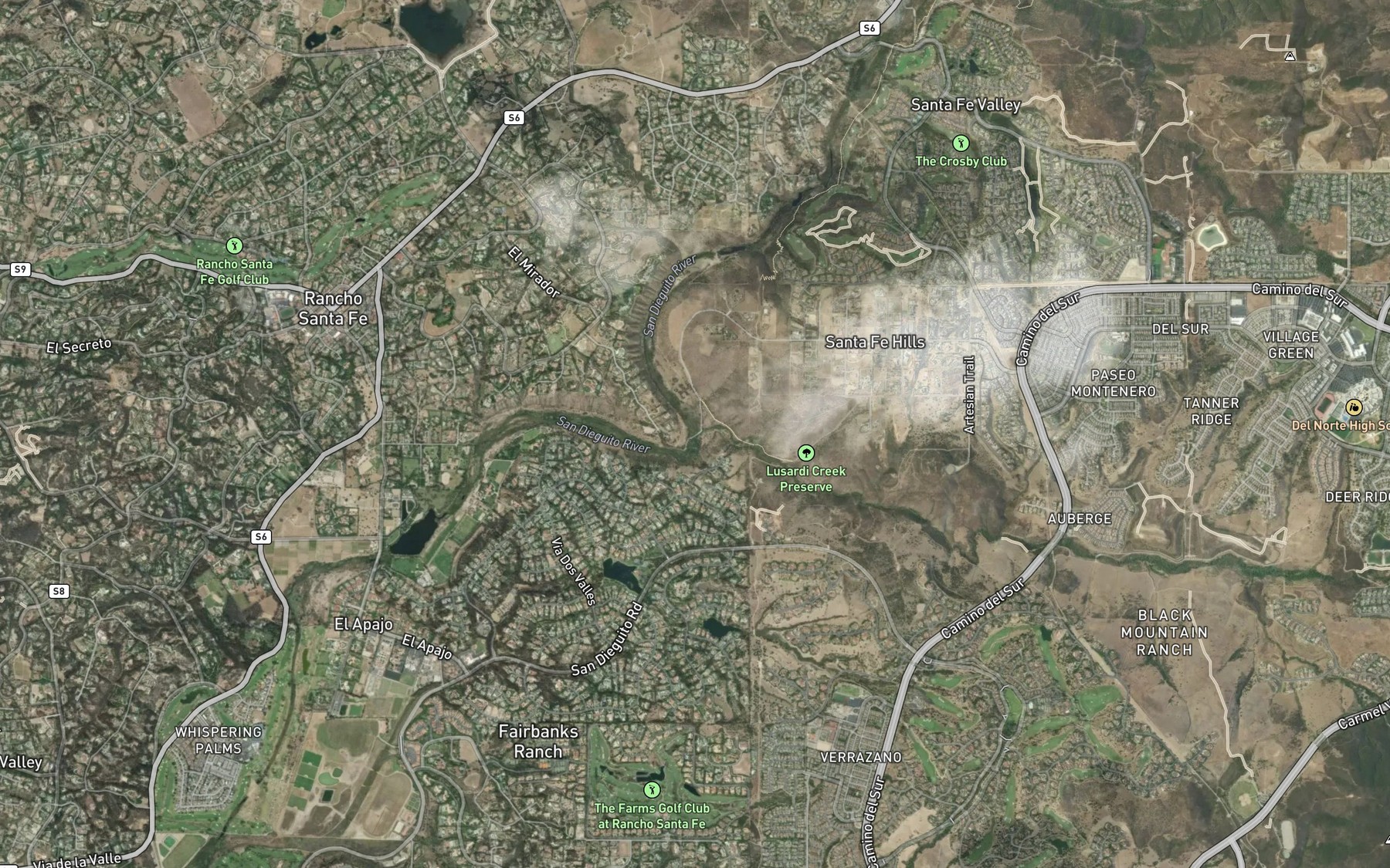 Satellite map of the Lusardi Creek