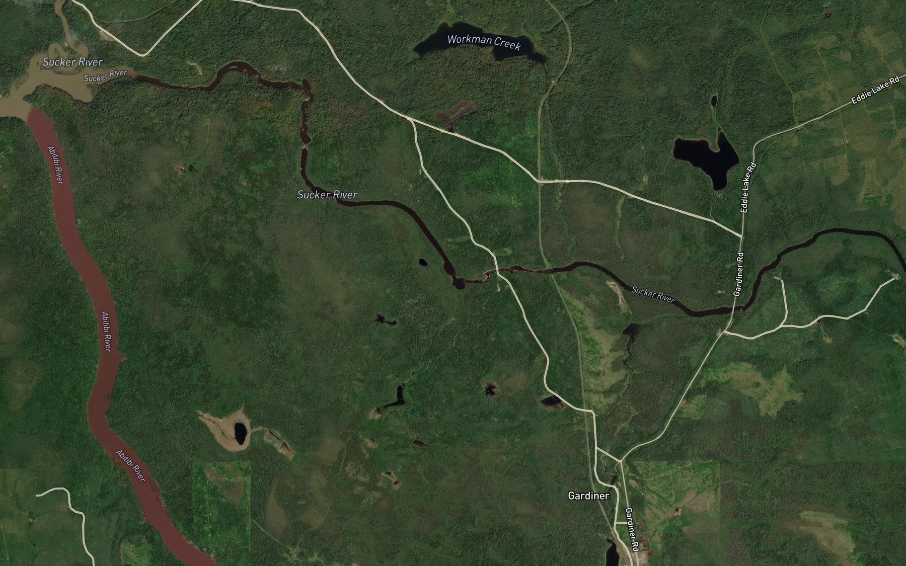 Satellite map of the Gardiner Creek
