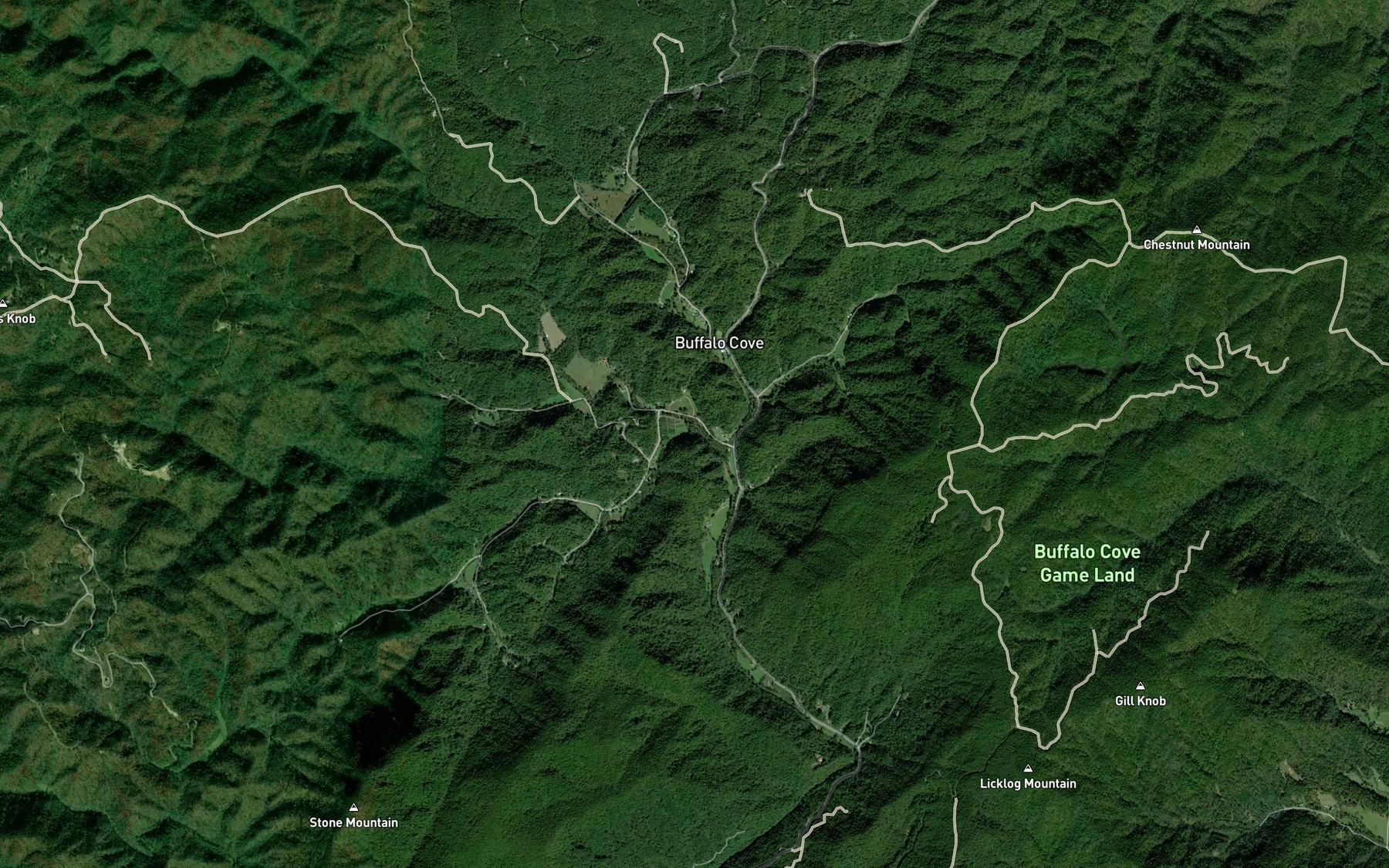 Satellite map of the Jesse Fork