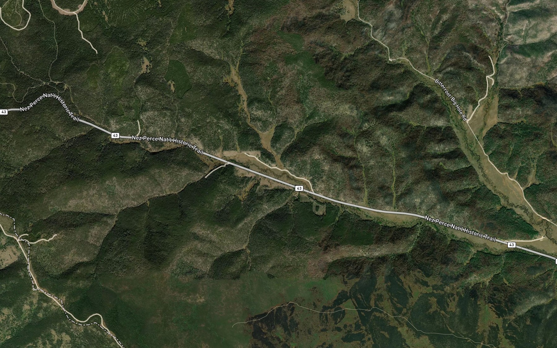 Satellite map of the Shoofly Creek