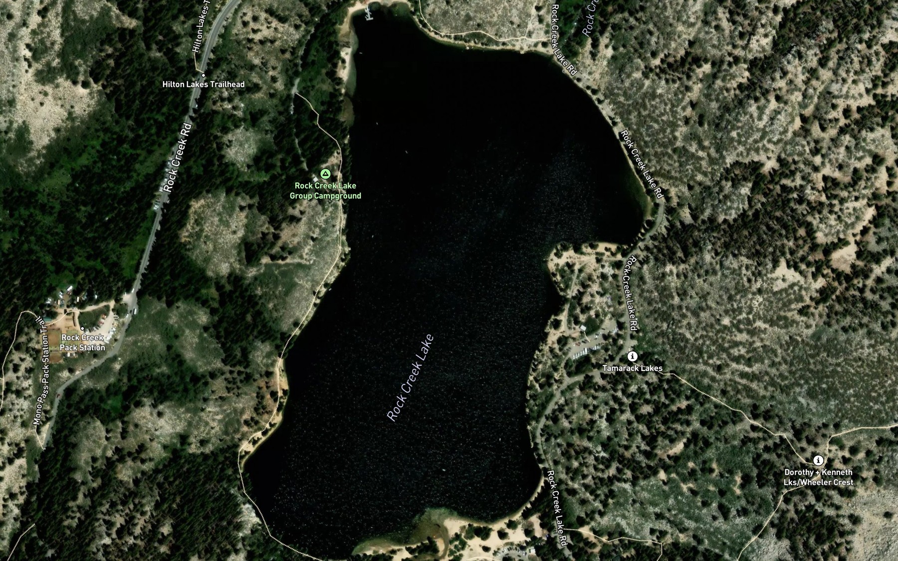 Satellite map of the Rock Creek Lake