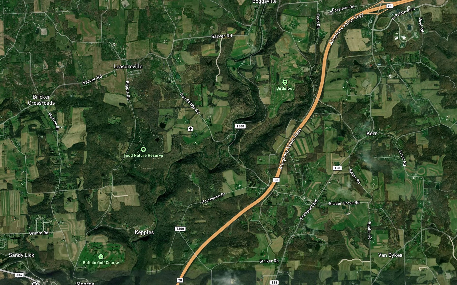 Satellite map of the Pine Run