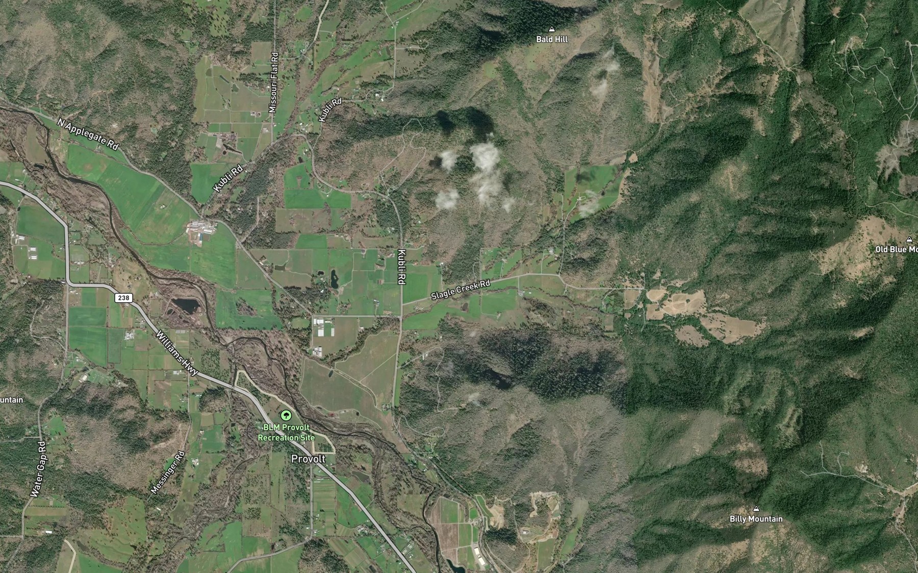 Satellite map of the Wooldridge Creek