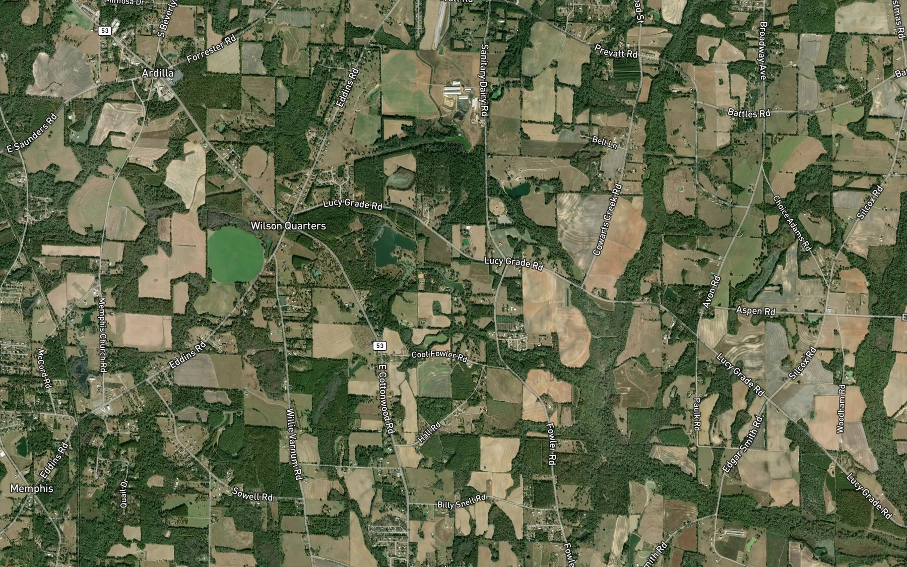 Satellite map of the Pine Lake