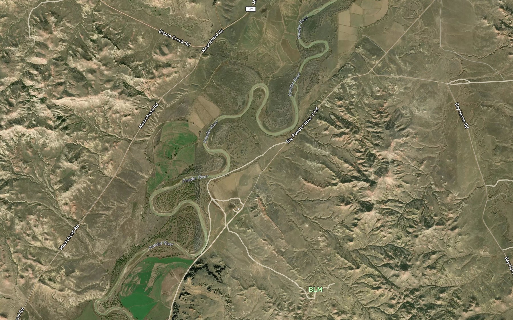 Satellite map of the Hell Creek
