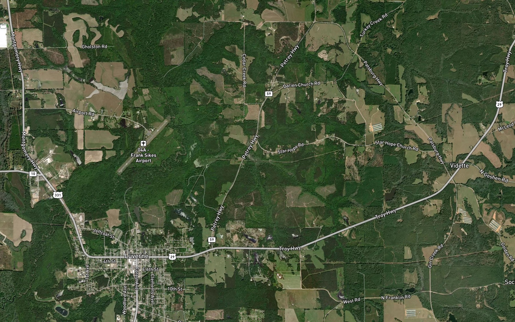 Satellite map of the Poley Branch