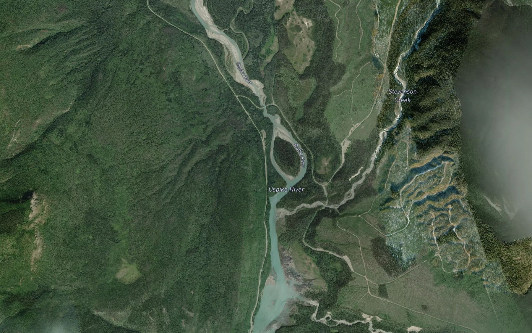 Satellite map of the Stevenson Creek