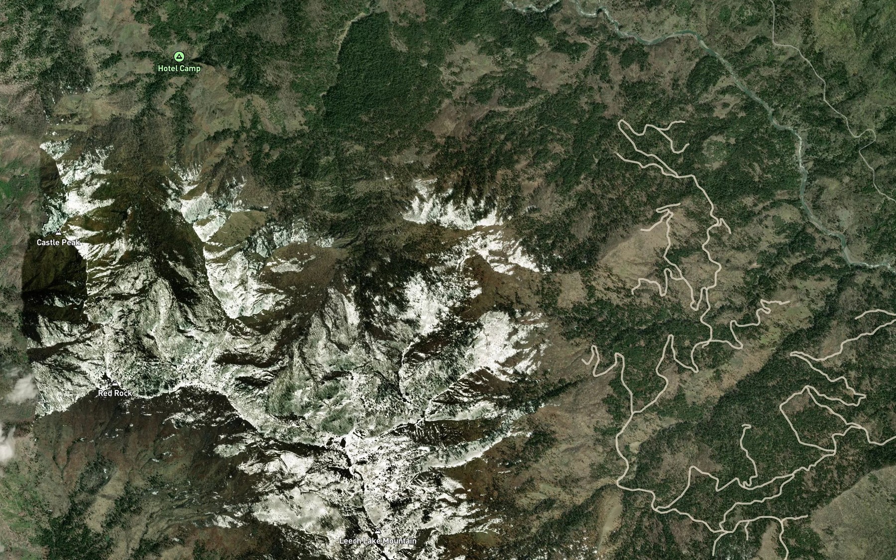Satellite map of the Cedar Springs