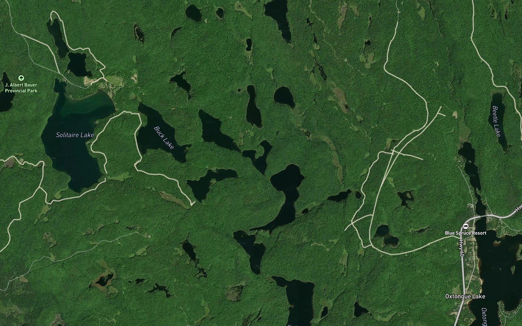 Satellite map of the Crotch Lake