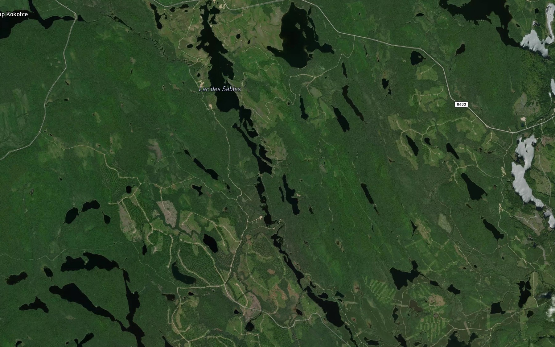 Satellite map of the Lac Cedar