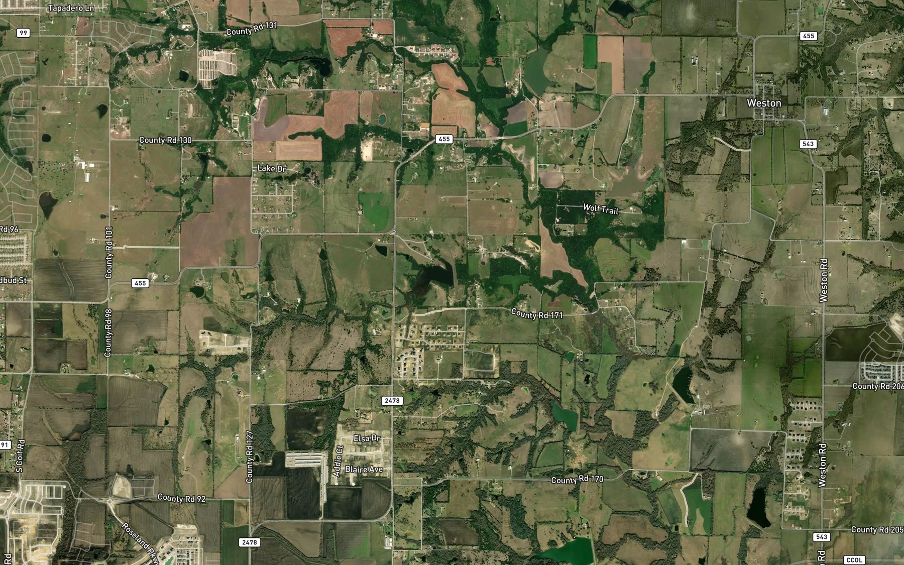 Satellite map of the Soil Conservation Service Site 8a Reservoir