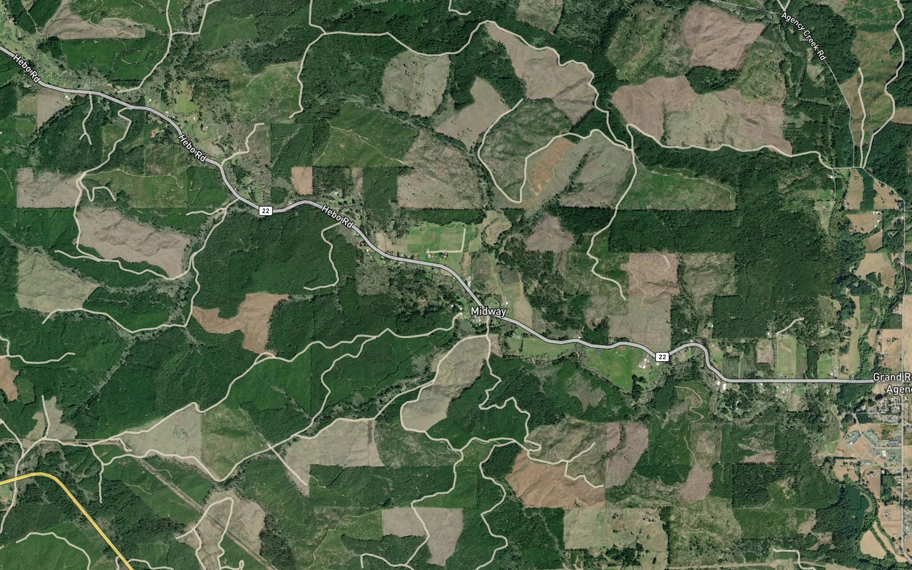 Satellite map of the Crooked Creek