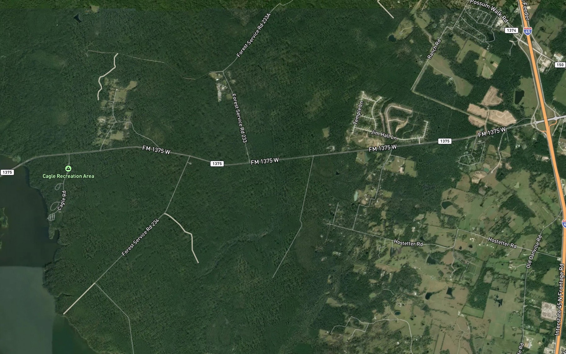 Satellite map of the Fivemile Branch