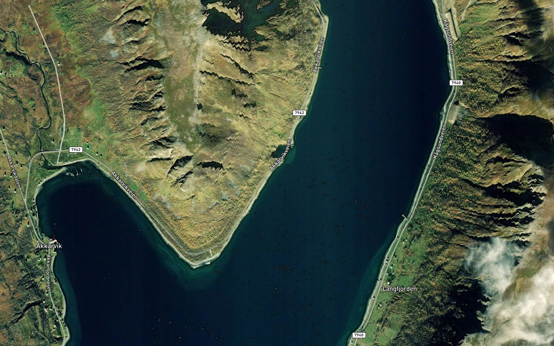 Satellite map of the Kjellvagen