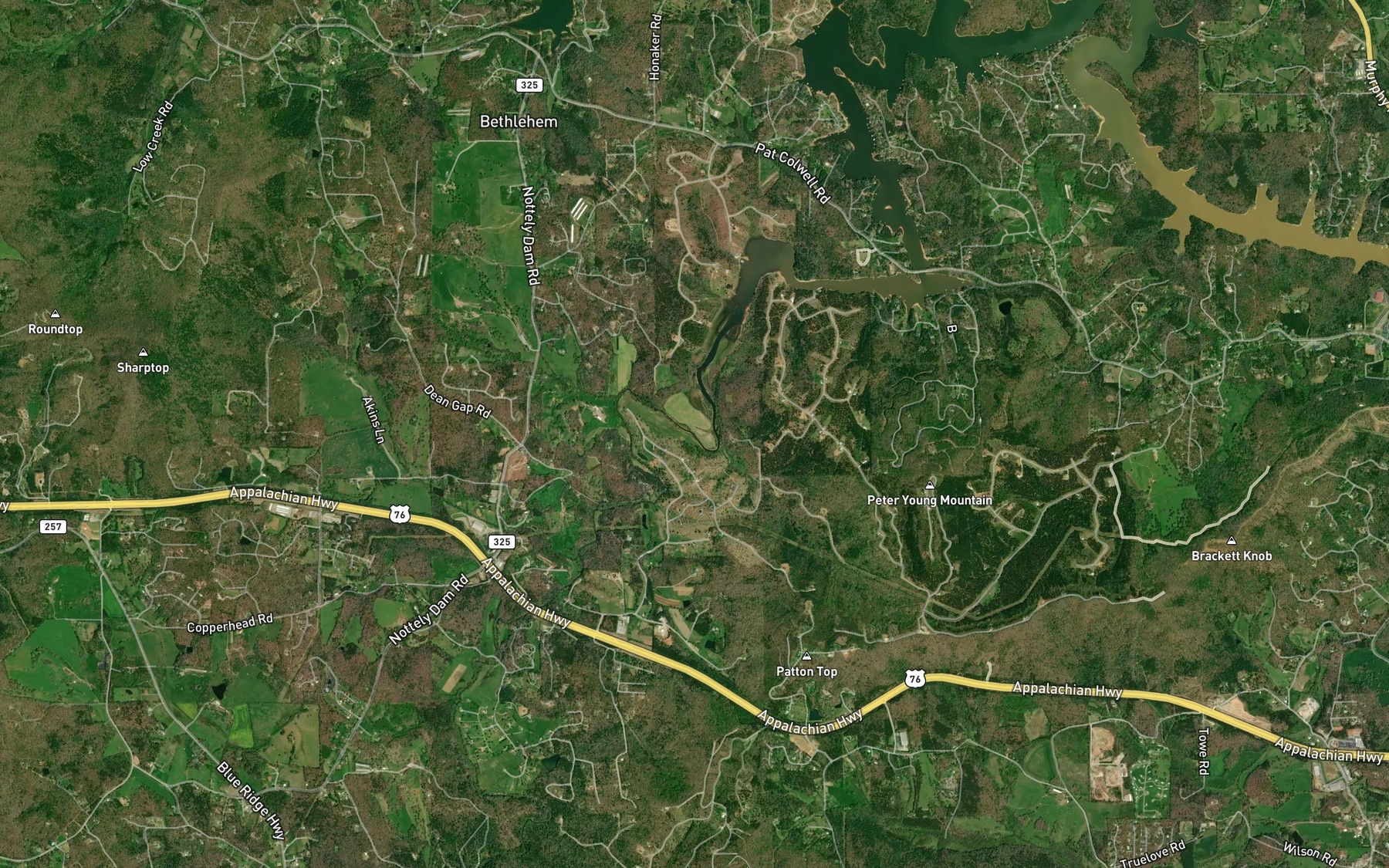 Satellite map of the Cunningham Branch