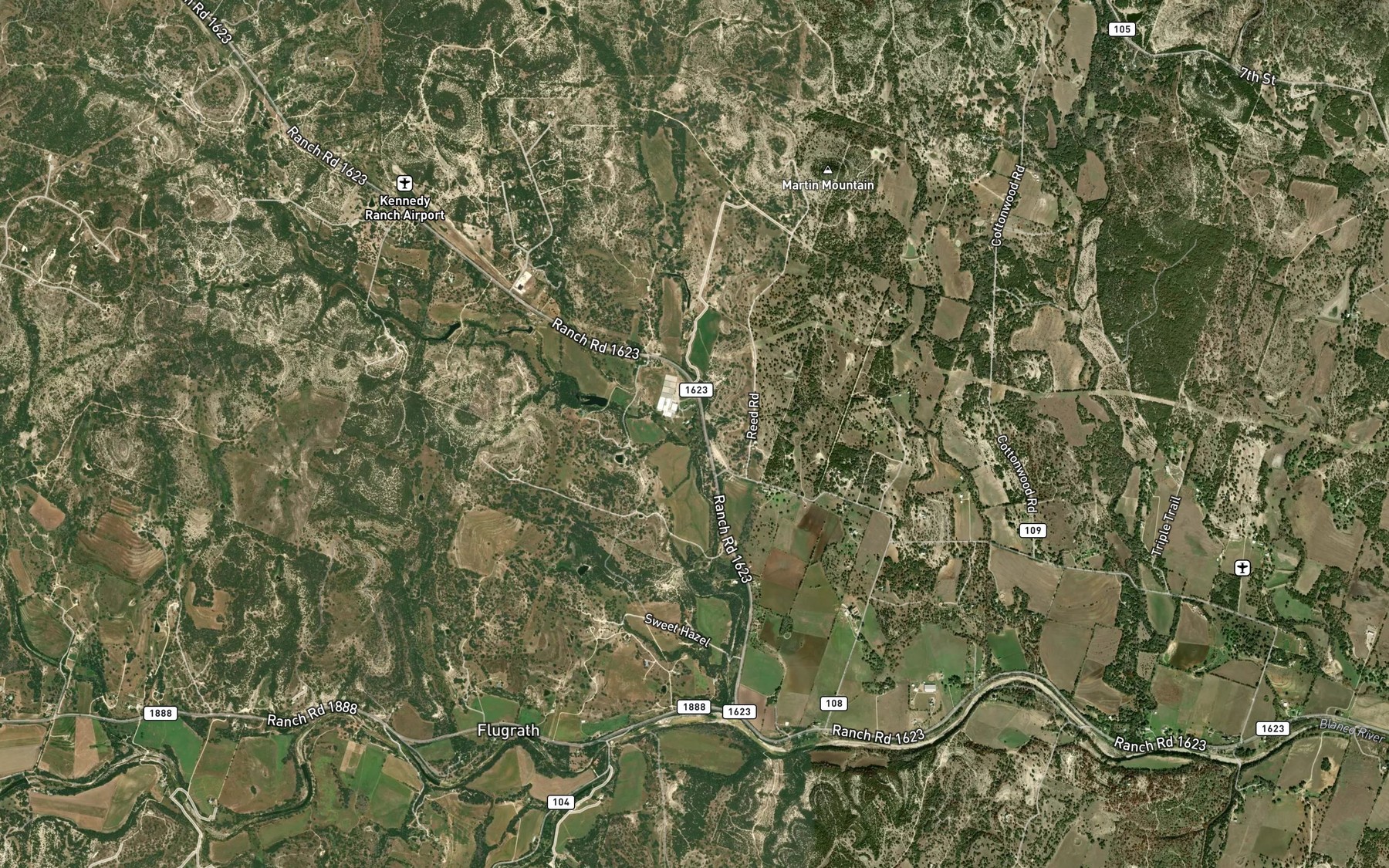 Satellite map of the East Prong Big Creek