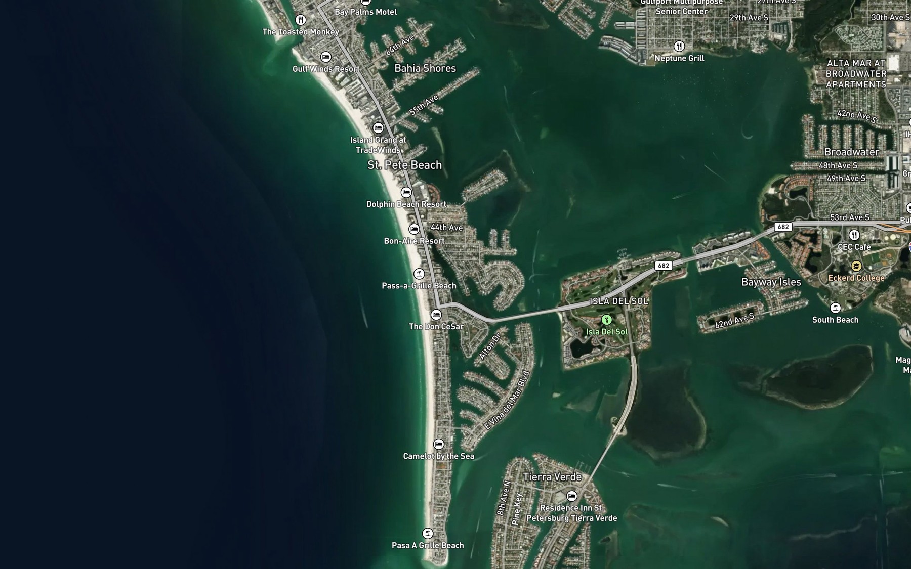 Satellite map of the McPherson Bayou