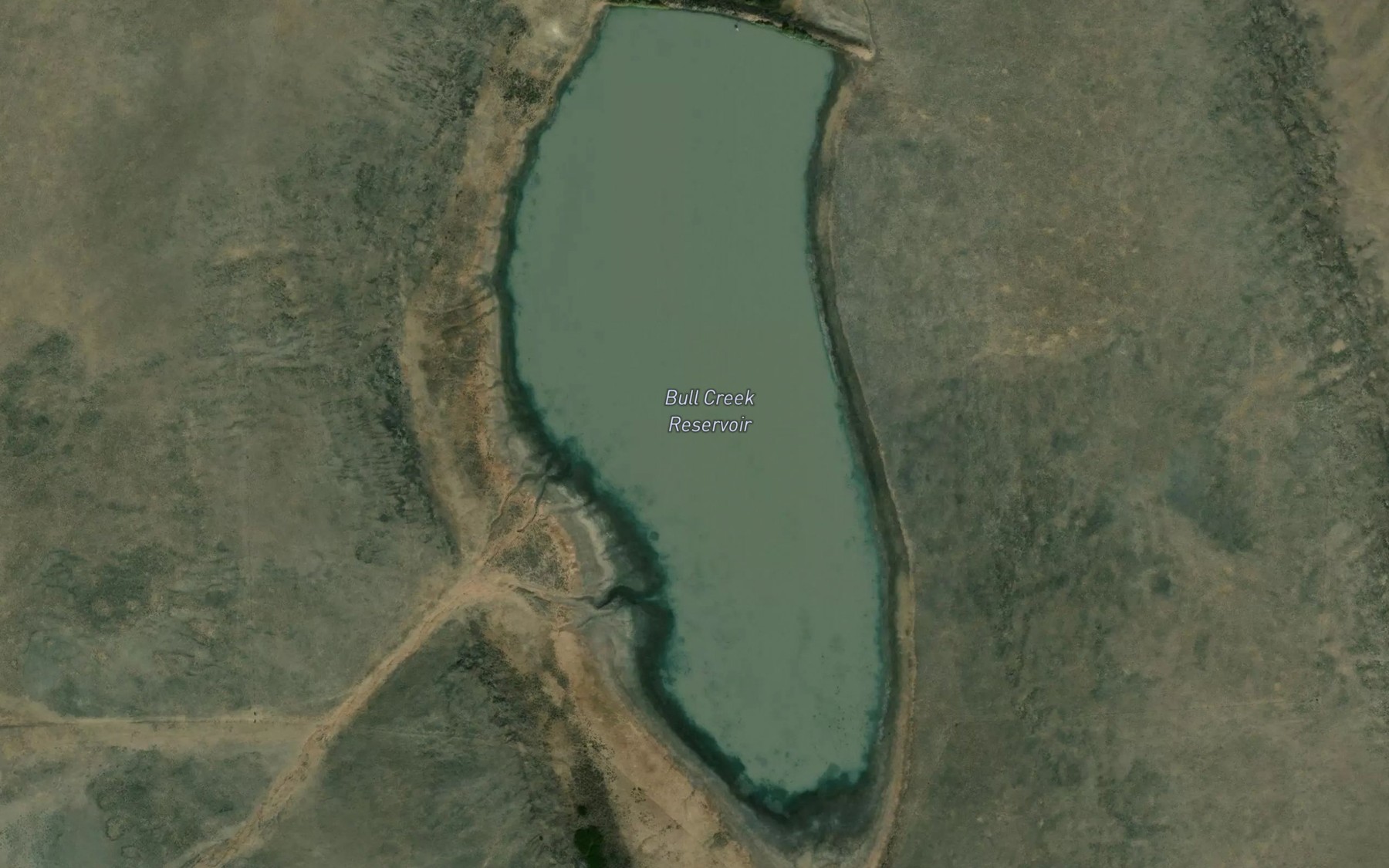 Satellite map of the Bull Creek Reservoir