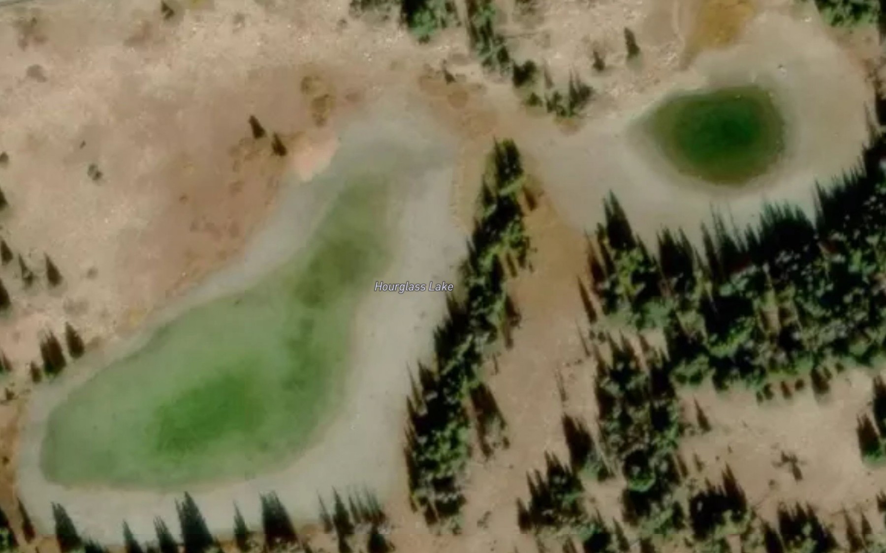 Satellite map of the Hourglass Lake