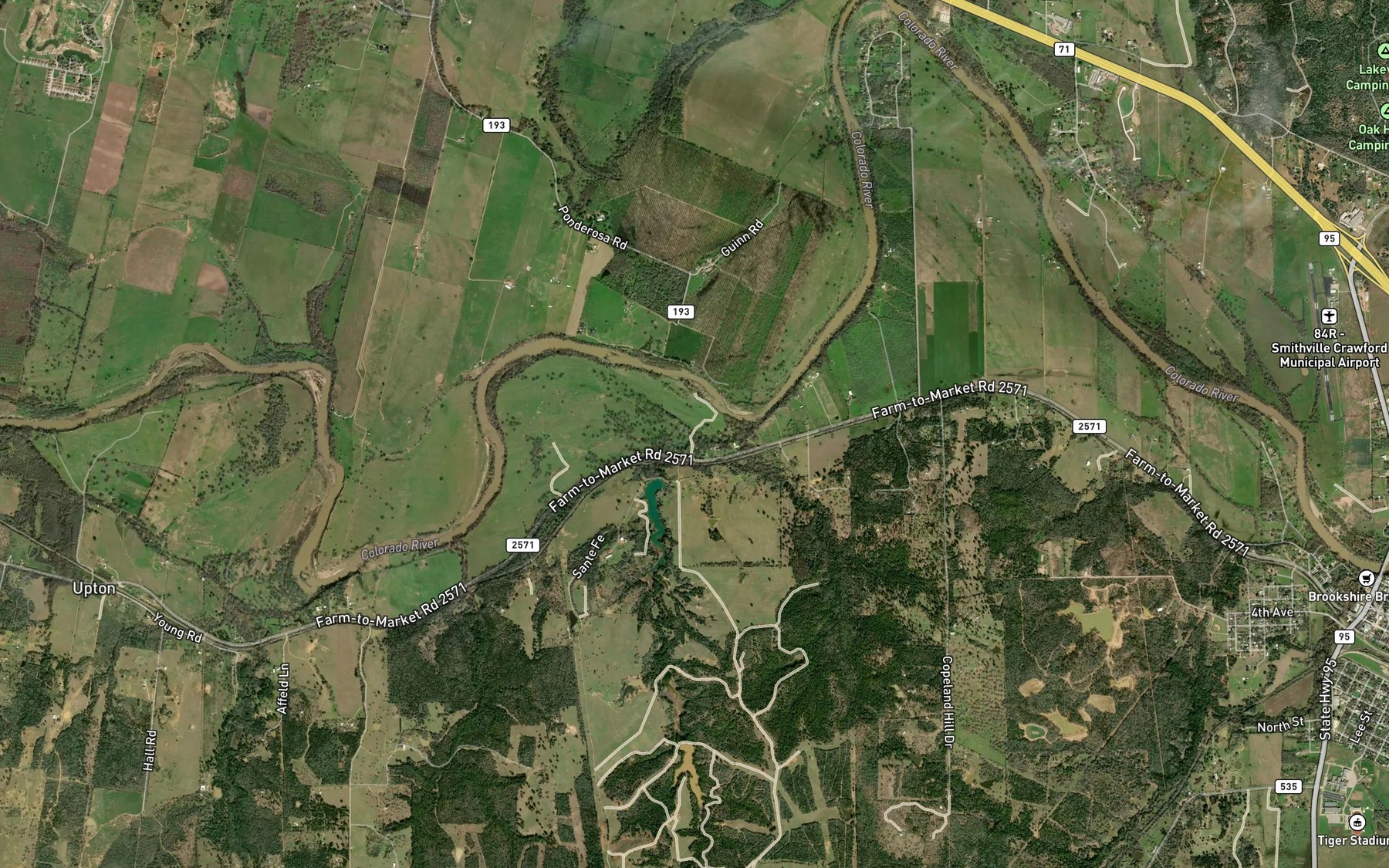Satellite map of the Line Creek
