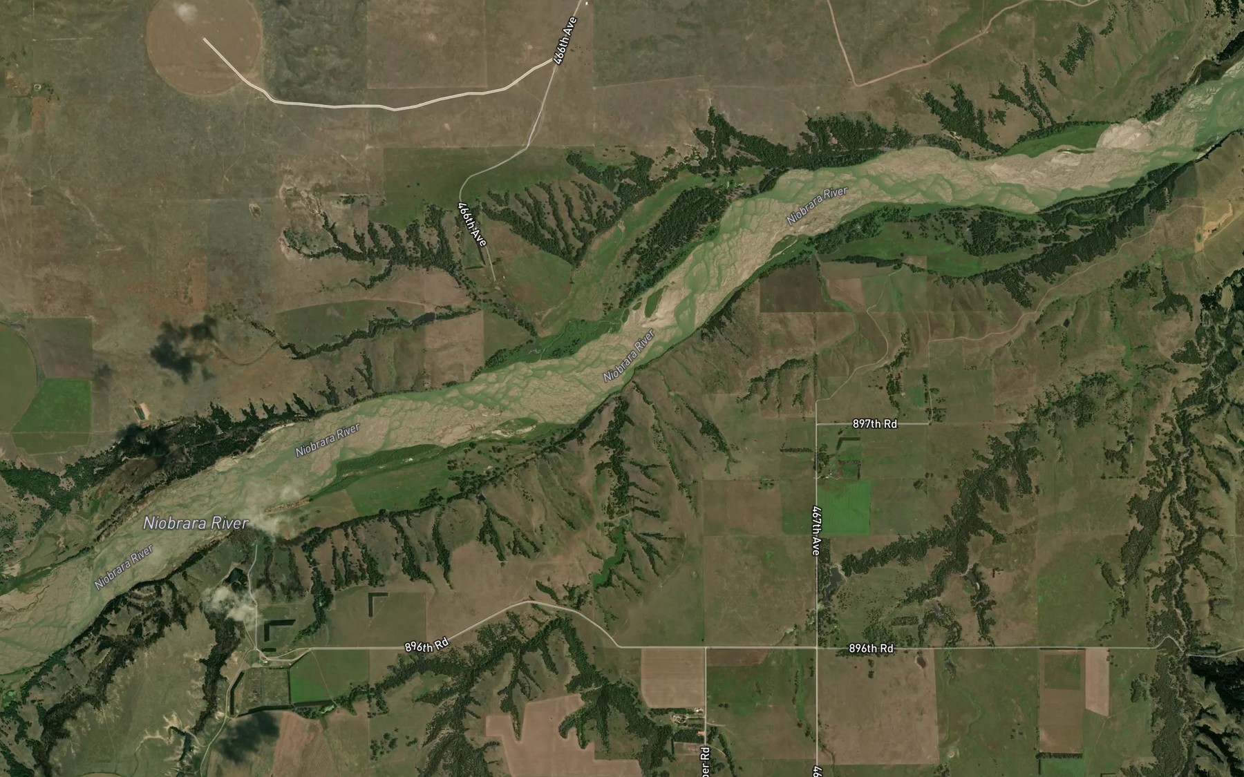 Satellite map of the Clay Creek
