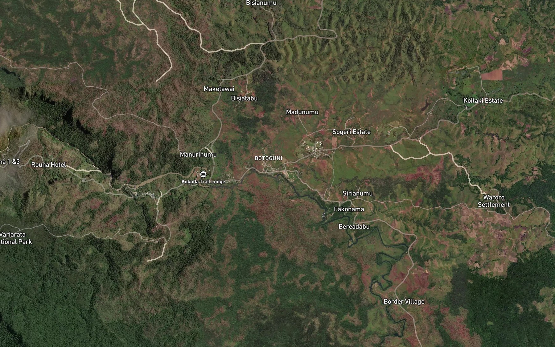 Satellite map of the Eworogo Creek