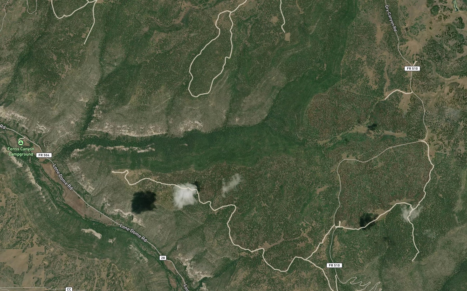 Satellite map of the Salter Canyon Spring