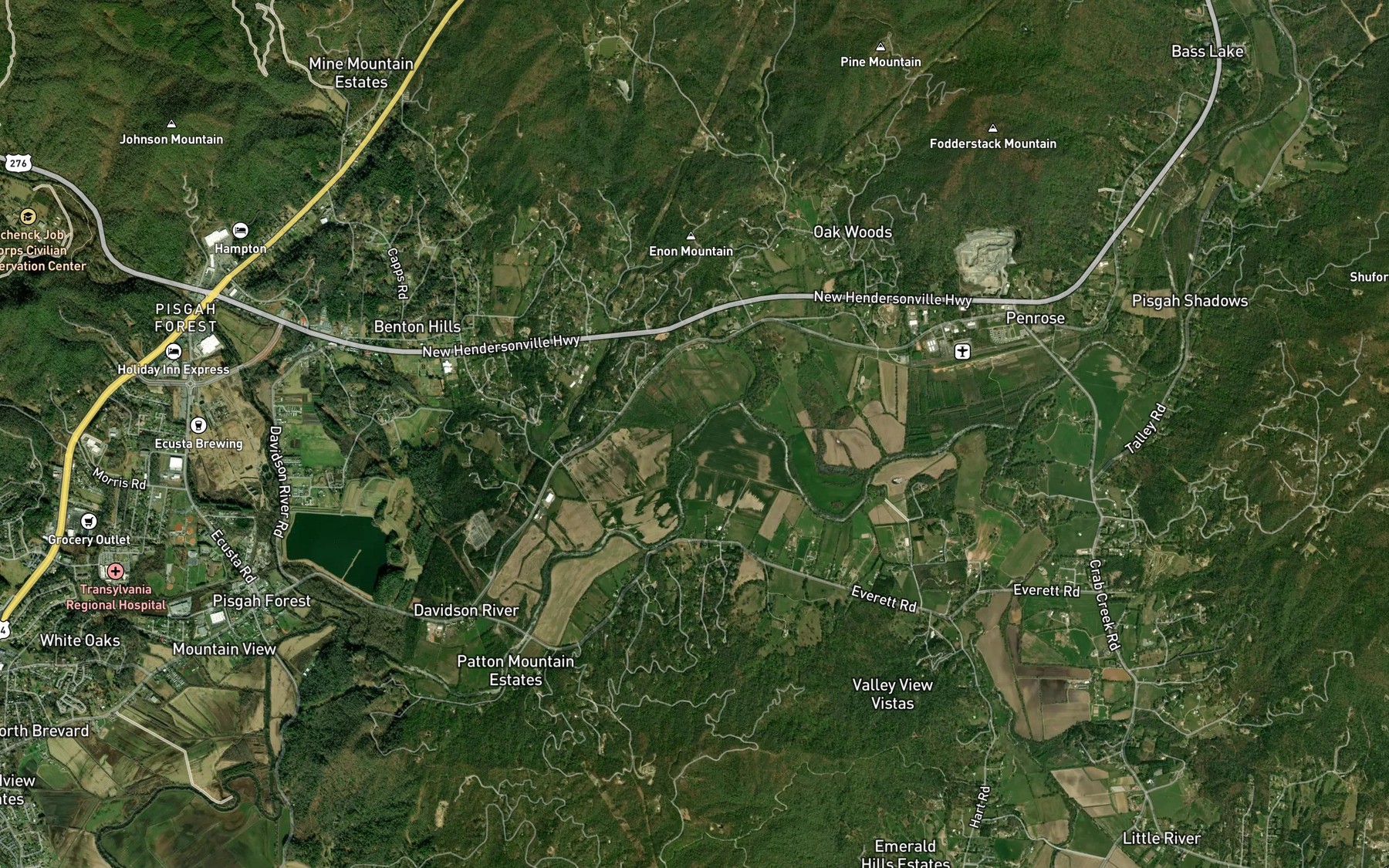 Satellite map of the Glade Creek
