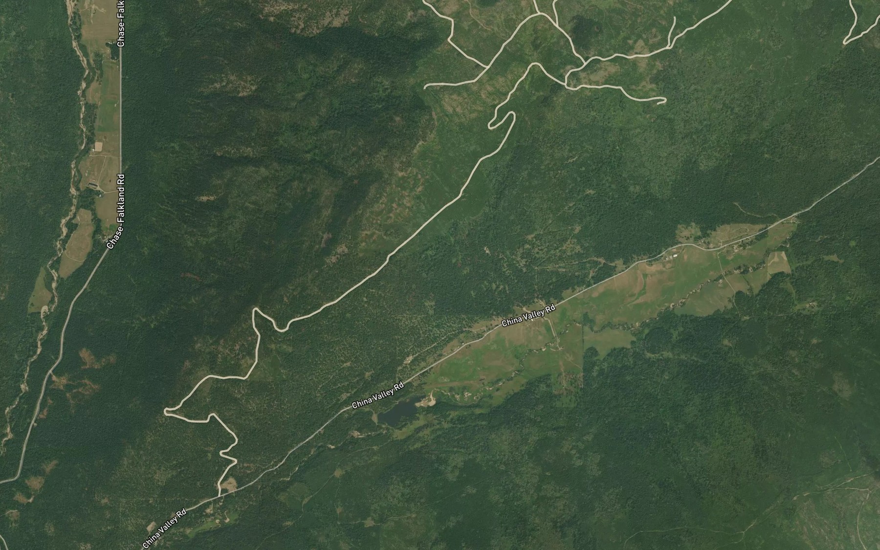 Satellite map of the Dion Creek
