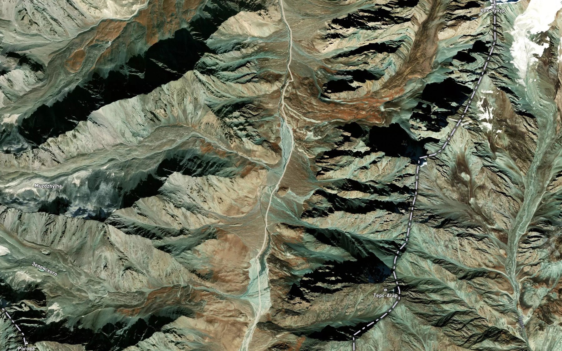 Satellite map of the Ters-Agar-Suu