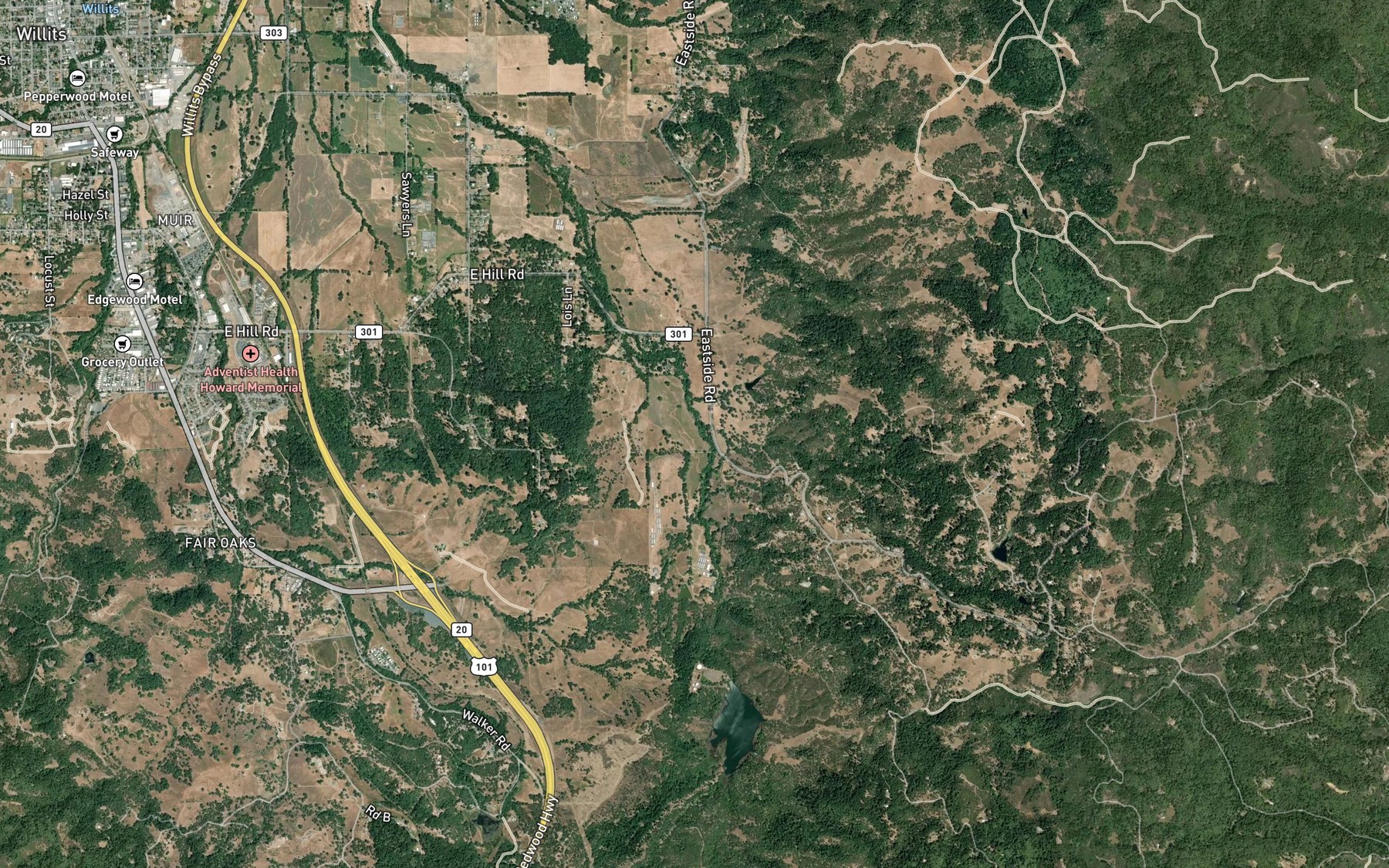 Satellite map of the Moore Creek