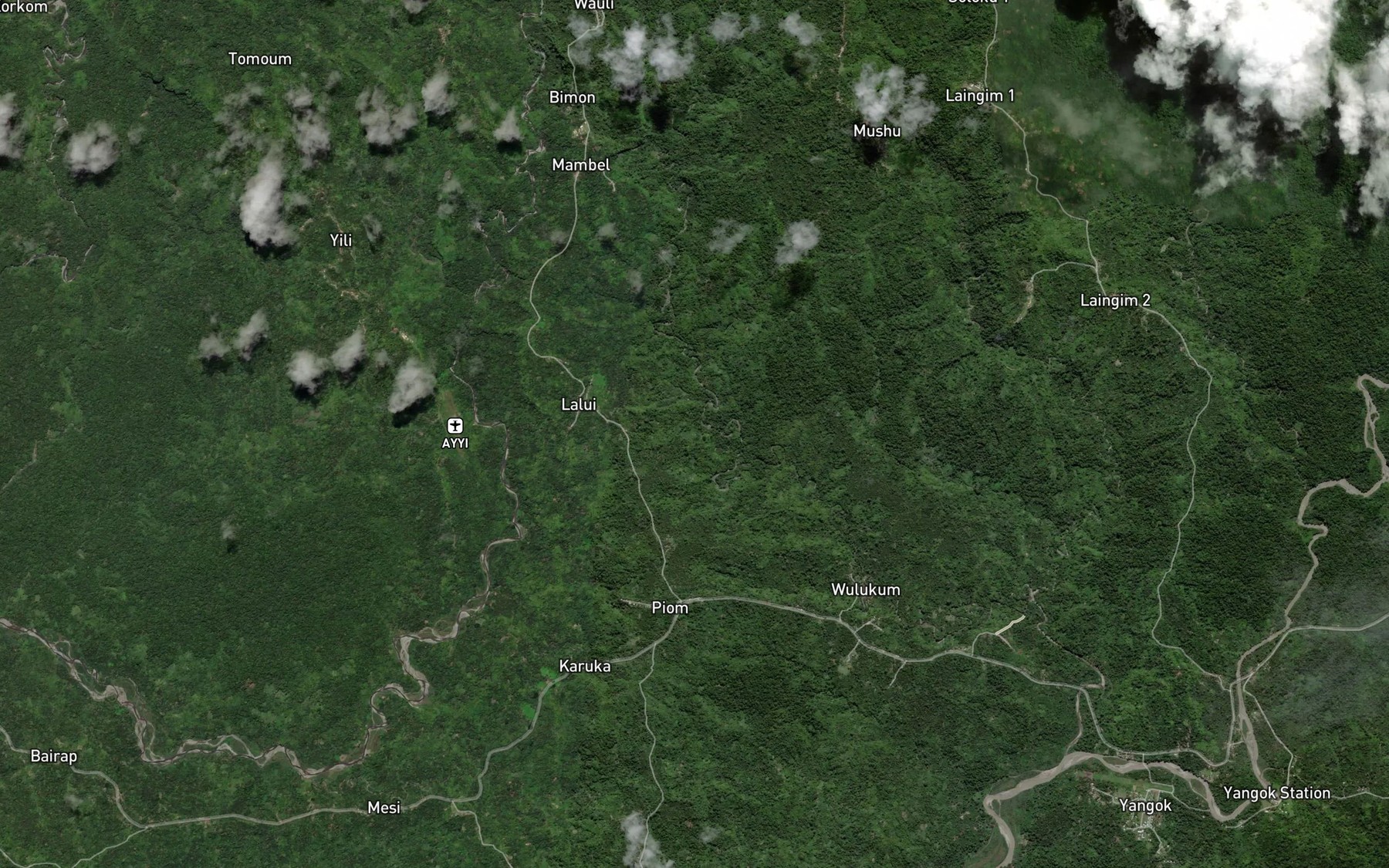 Satellite map of the Aningel Creek