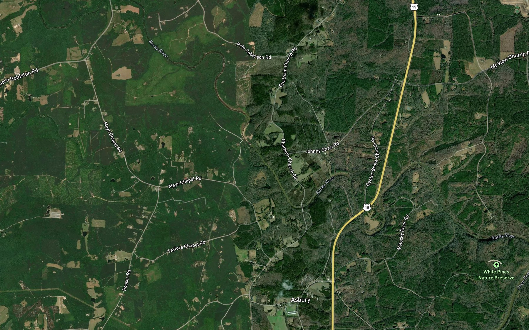 Satellite map of the Bear Creek