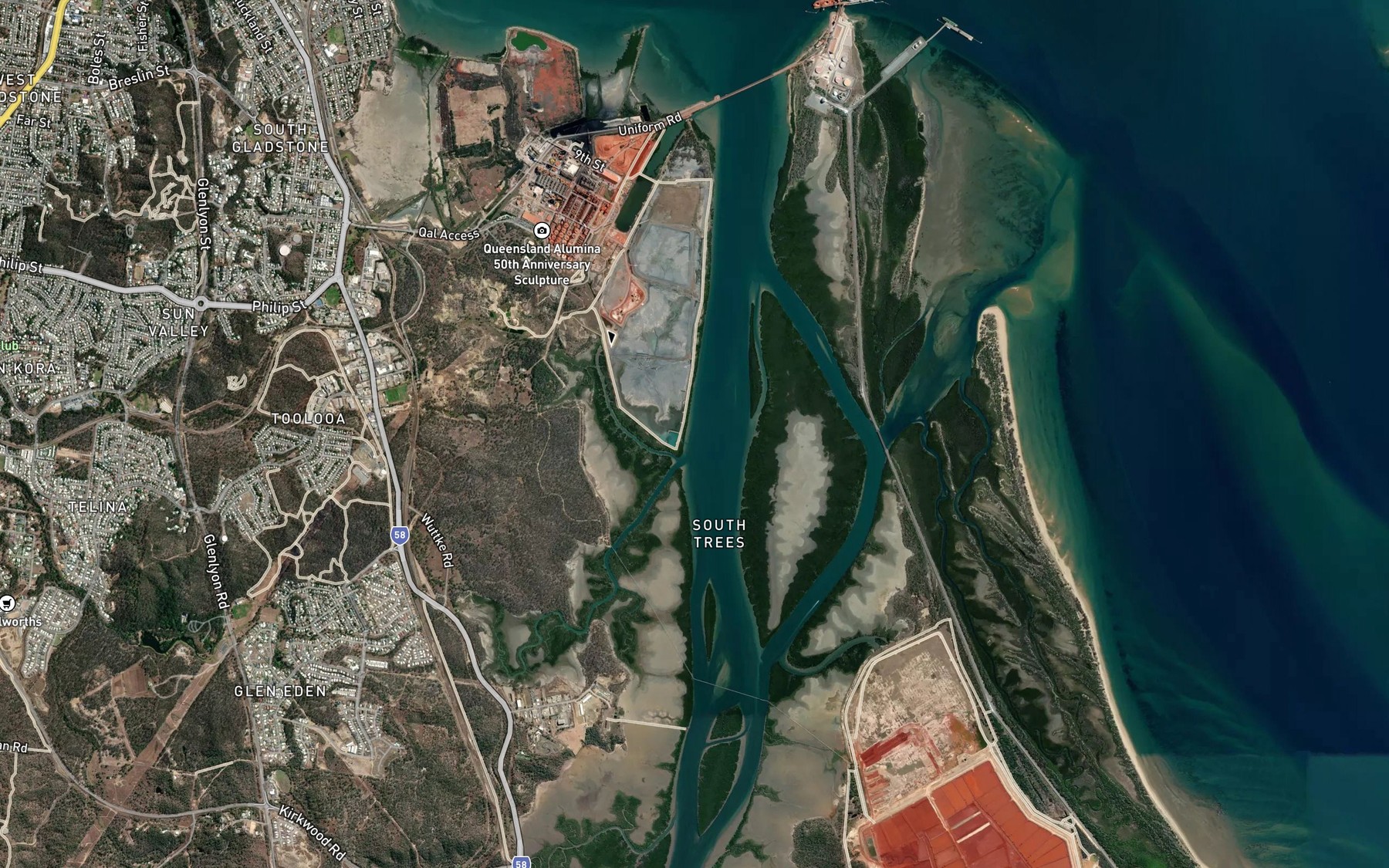 Satellite map of the South Trees Inlet