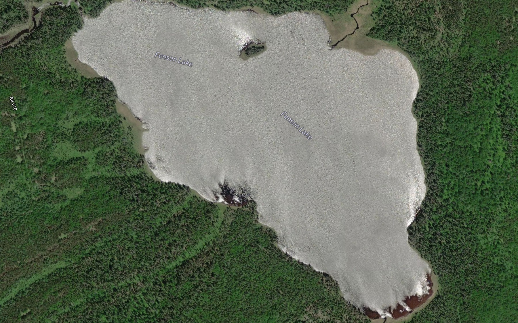 Satellite map of the Fenson Lake