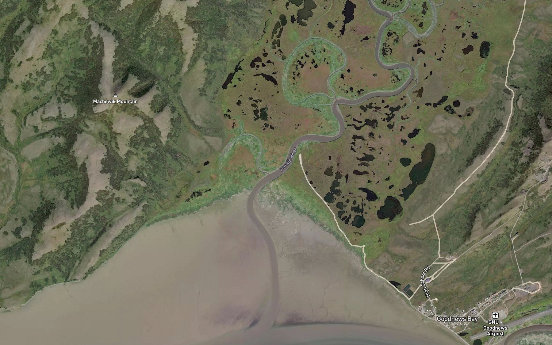 Satellite map of the Tunulik River
