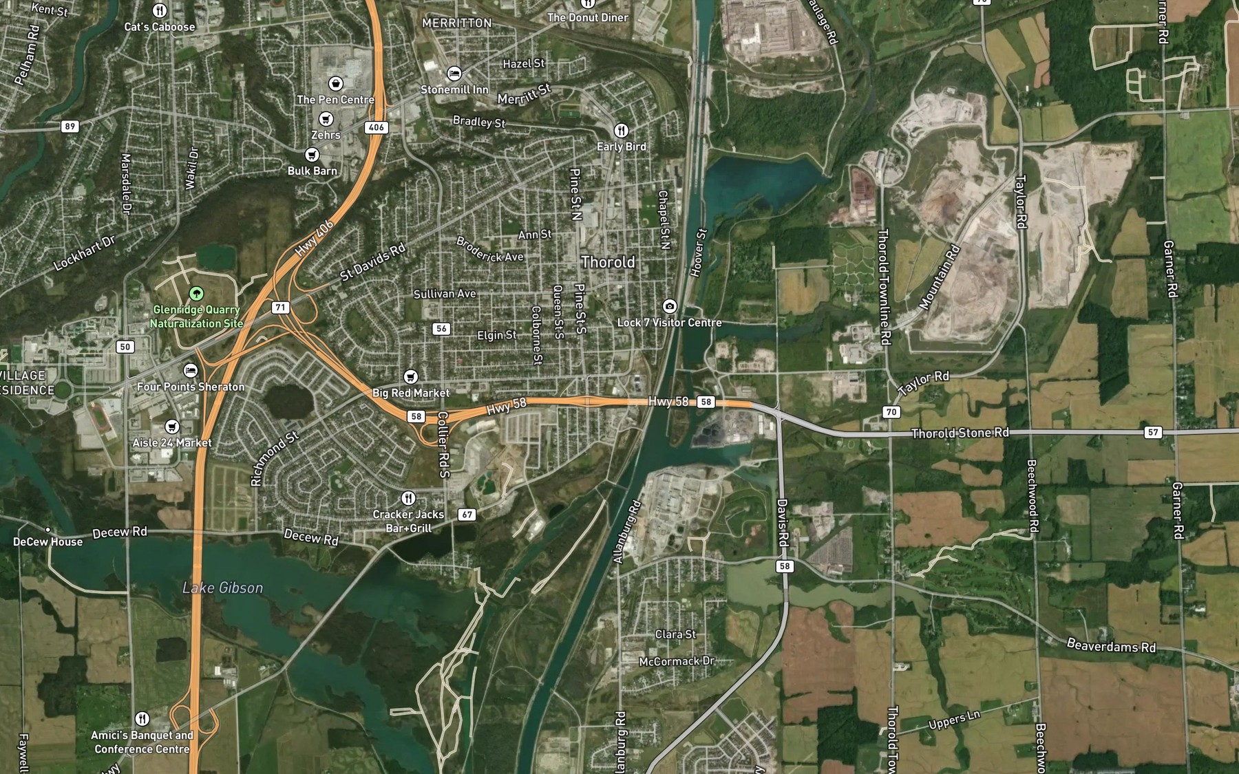 Satellite map of the Ten Mile Creek