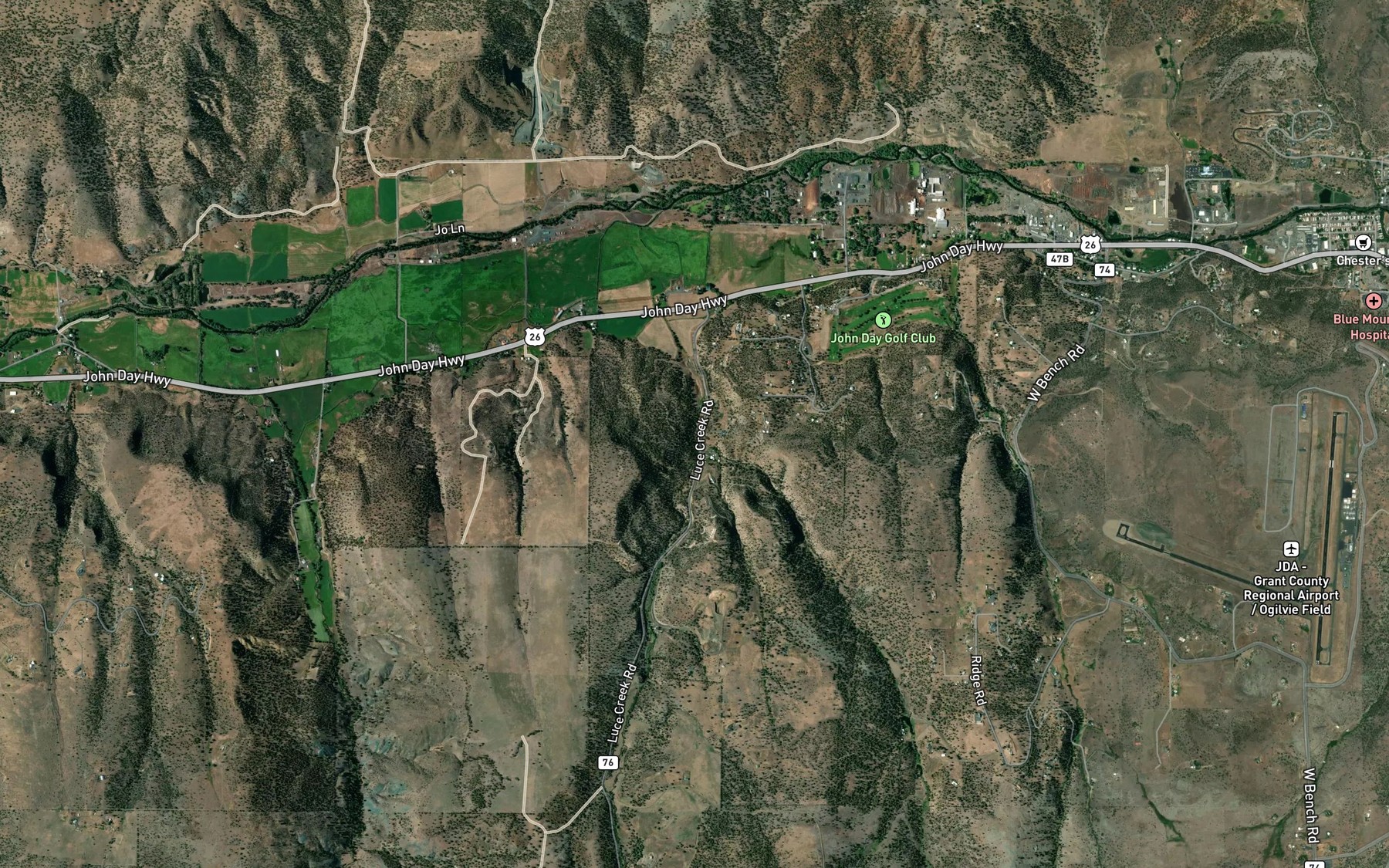 Satellite map of the East Fork Luce Creek