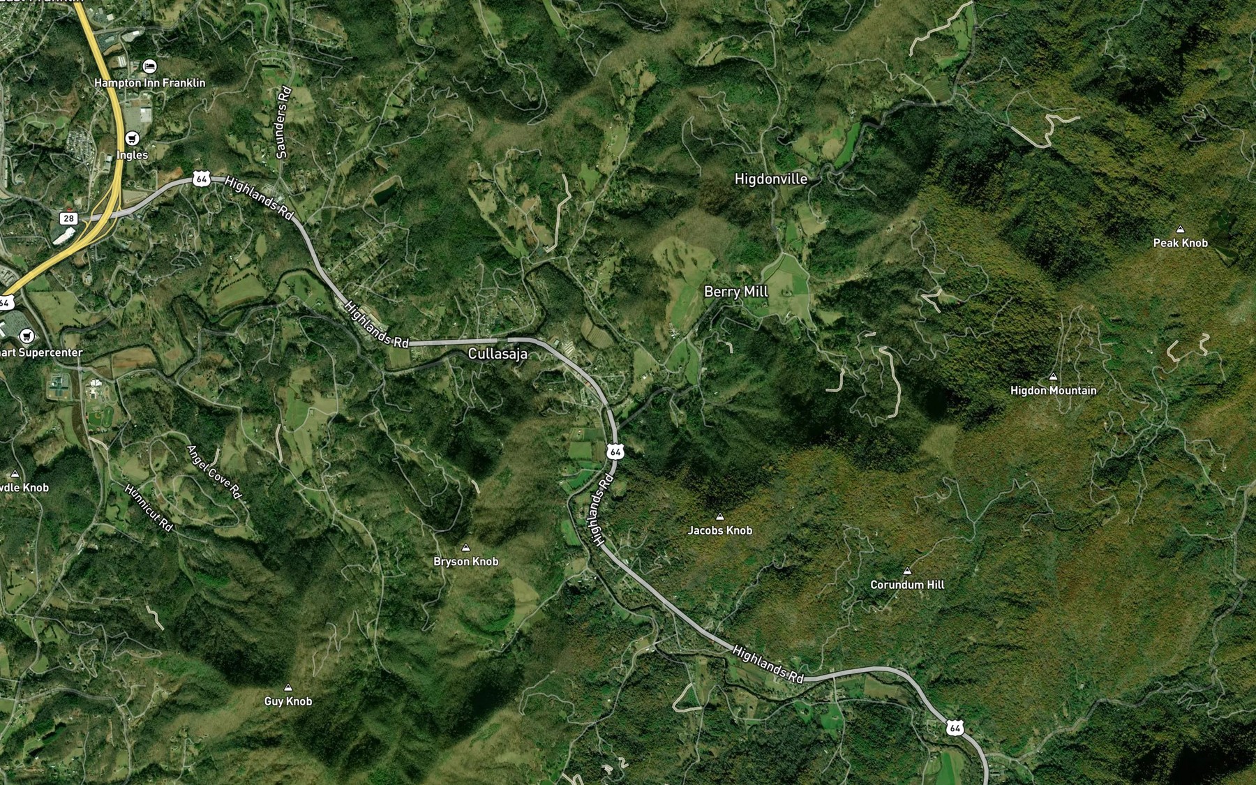 Satellite map of the Ellijay Creek