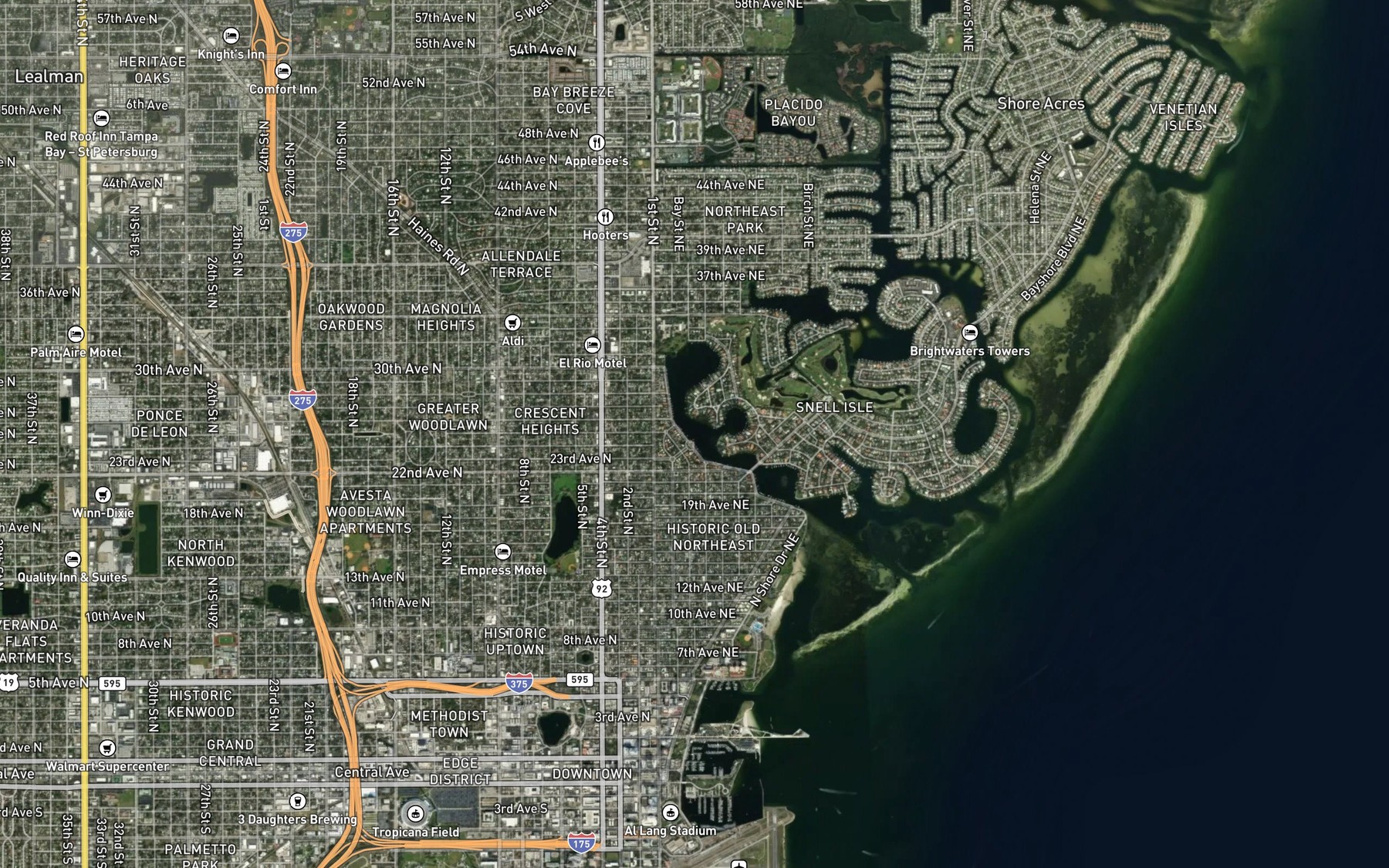 Satellite map of the Coffeepot Bayou