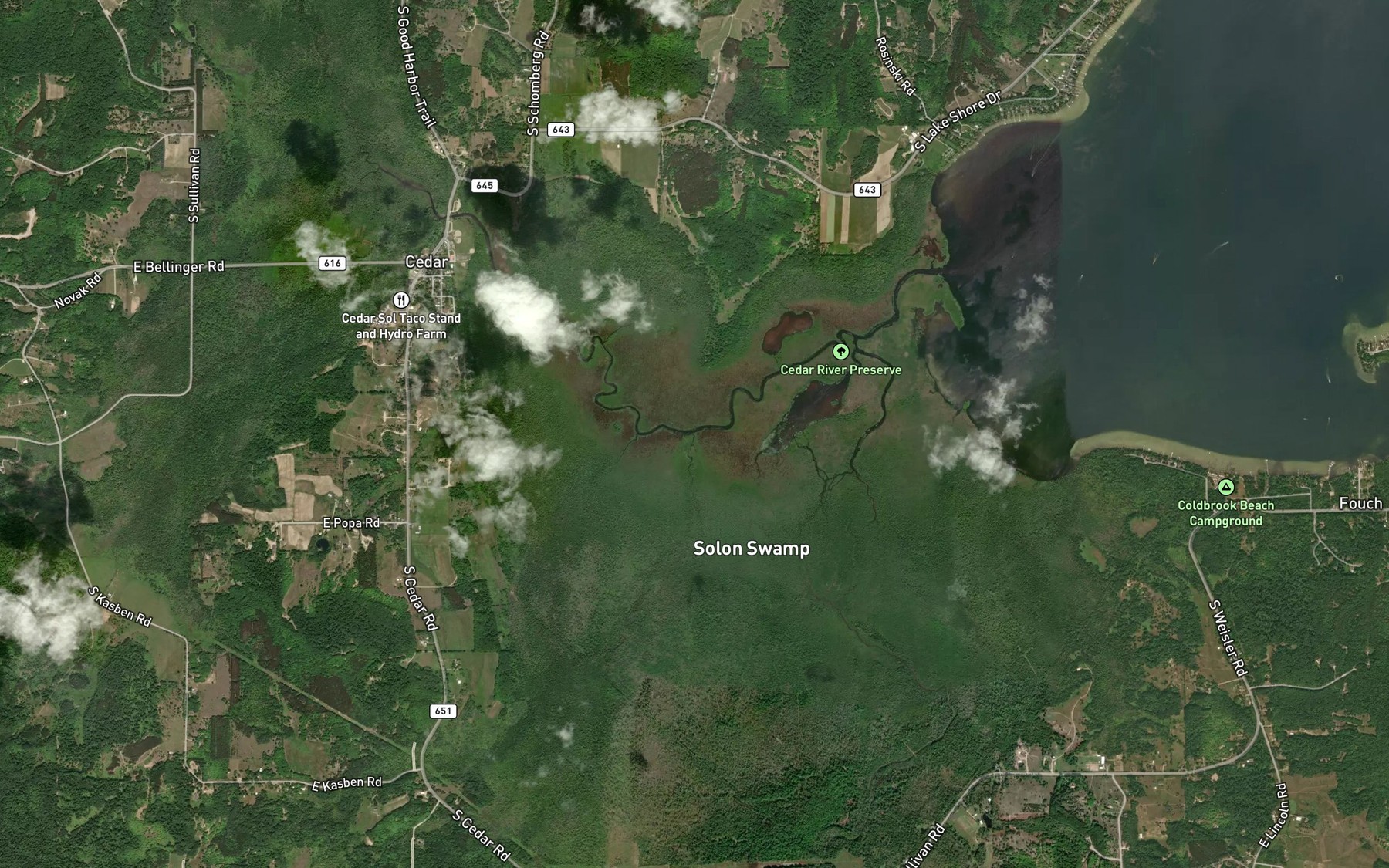 Satellite map of the Clearbrook Creek