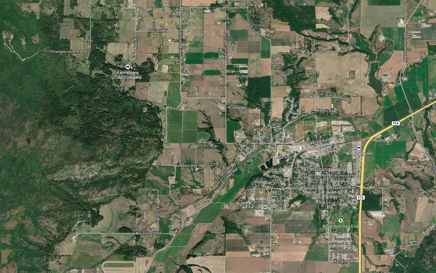 Satellite map of the Sutton Creek
