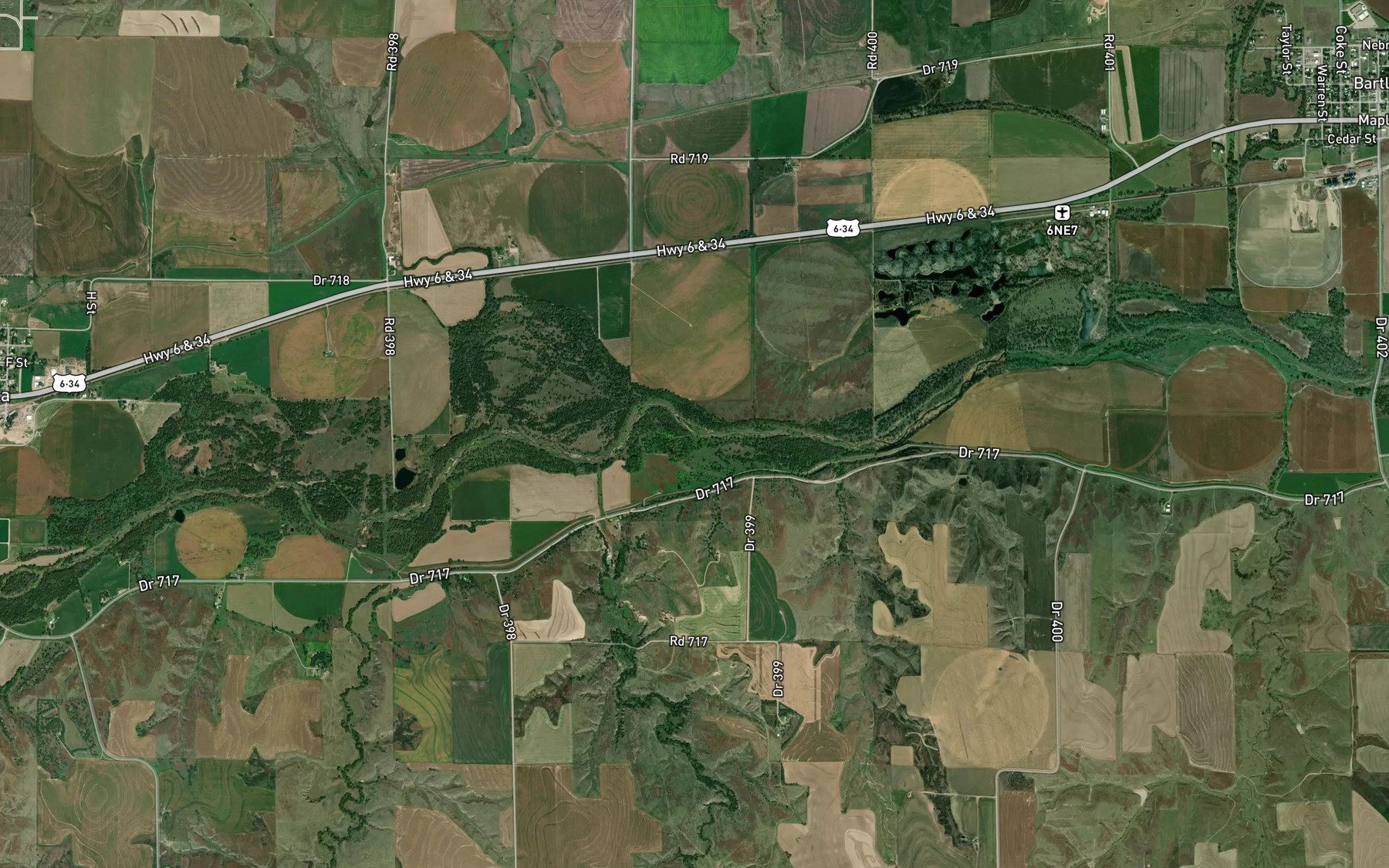 Satellite map of the Berger Creek