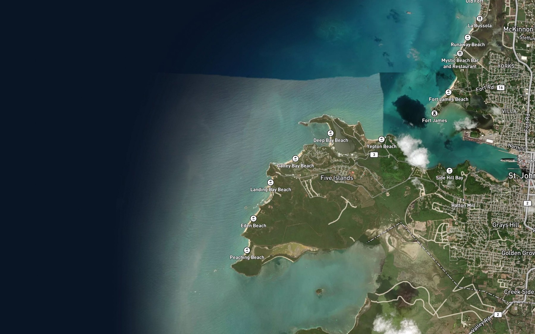 Satellite map of the Neds Bay