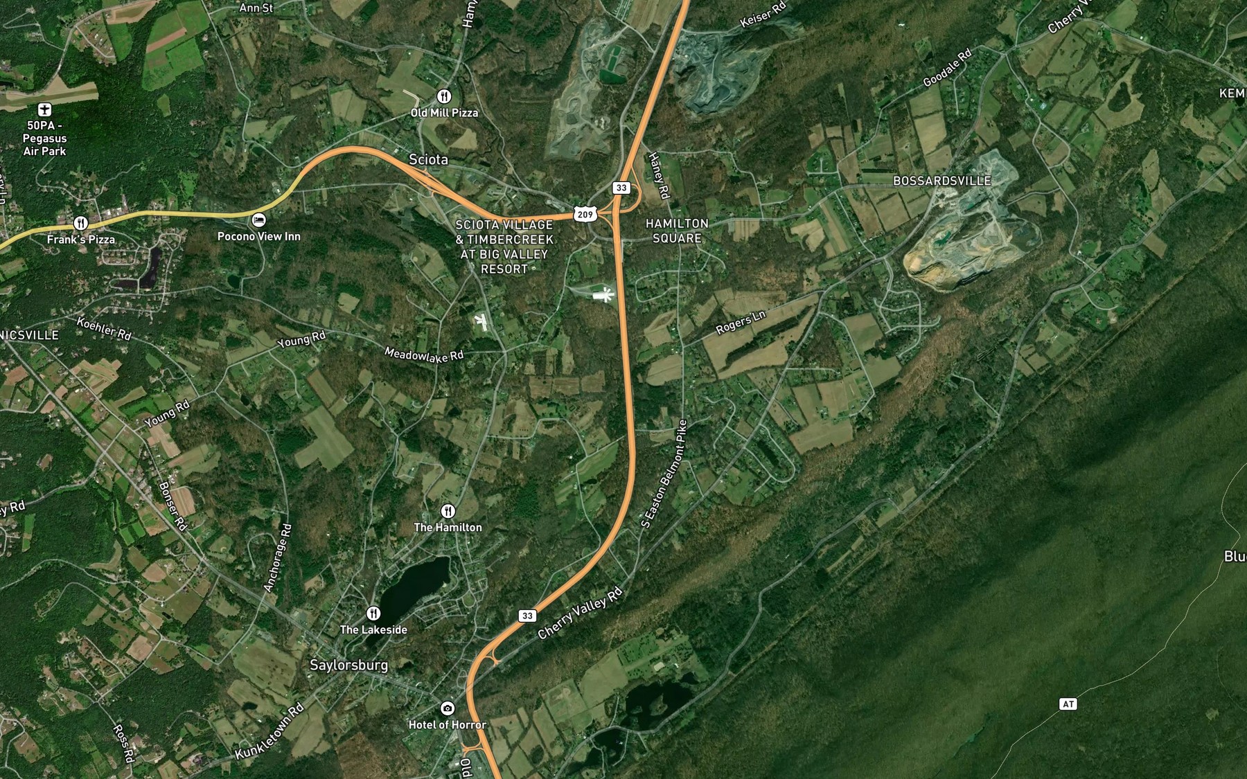 Satellite map of the Spring Run