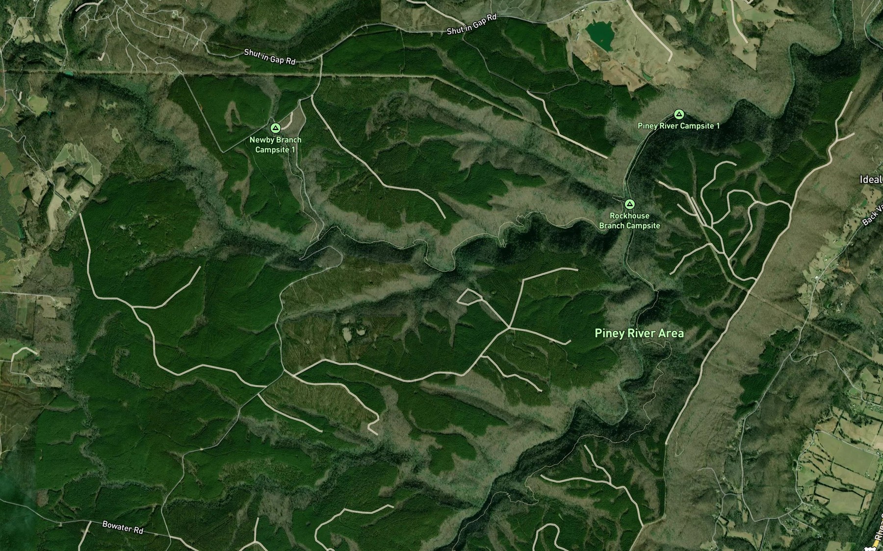 Satellite map of the Bearpen Branch