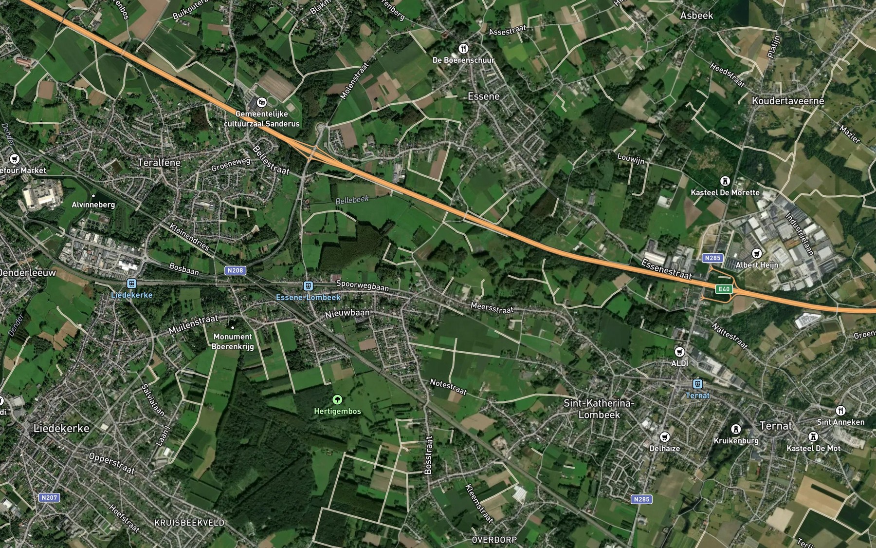 Satellite map of the Overnellebeek