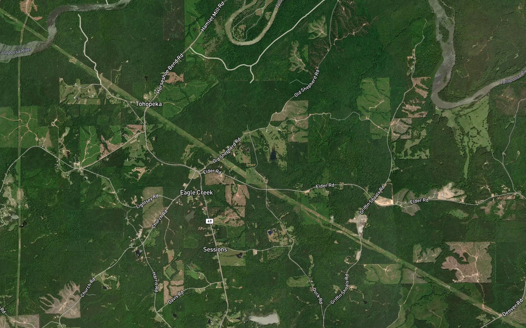 Satellite map of the Swindall Lake
