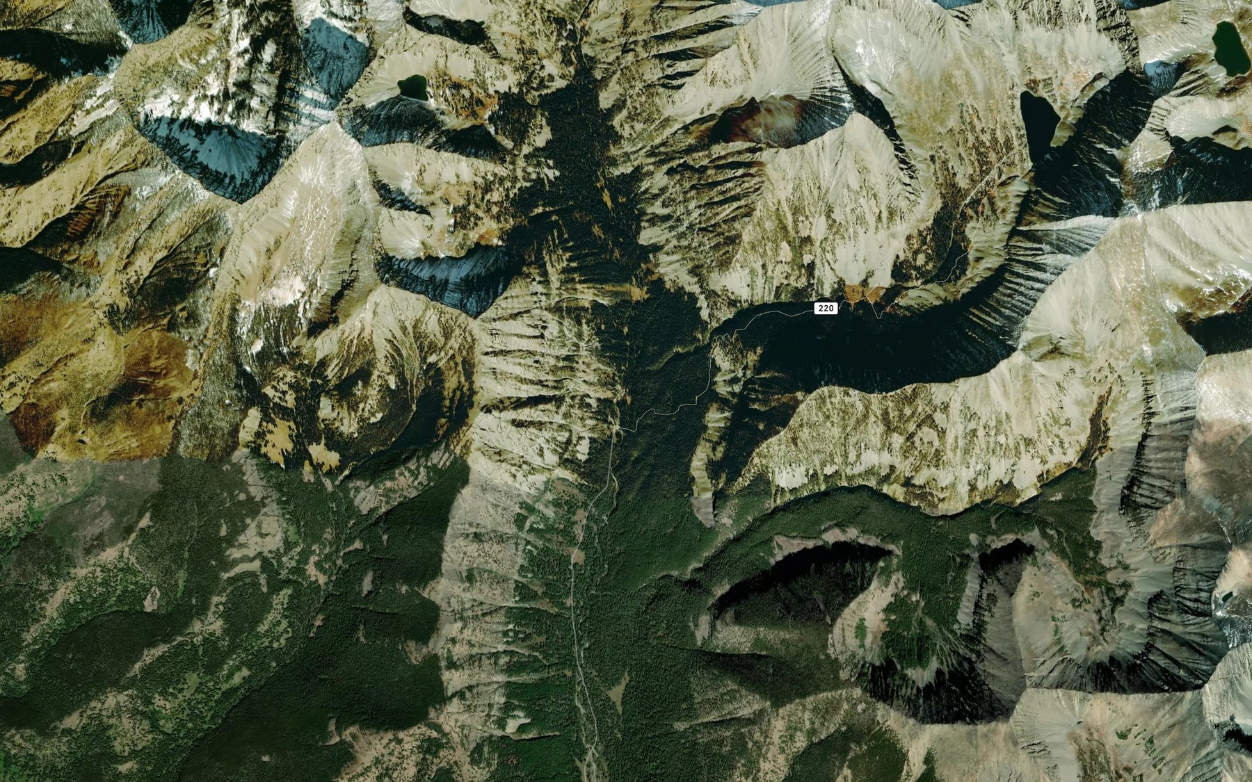 Satellite map of the Smeller Creek
